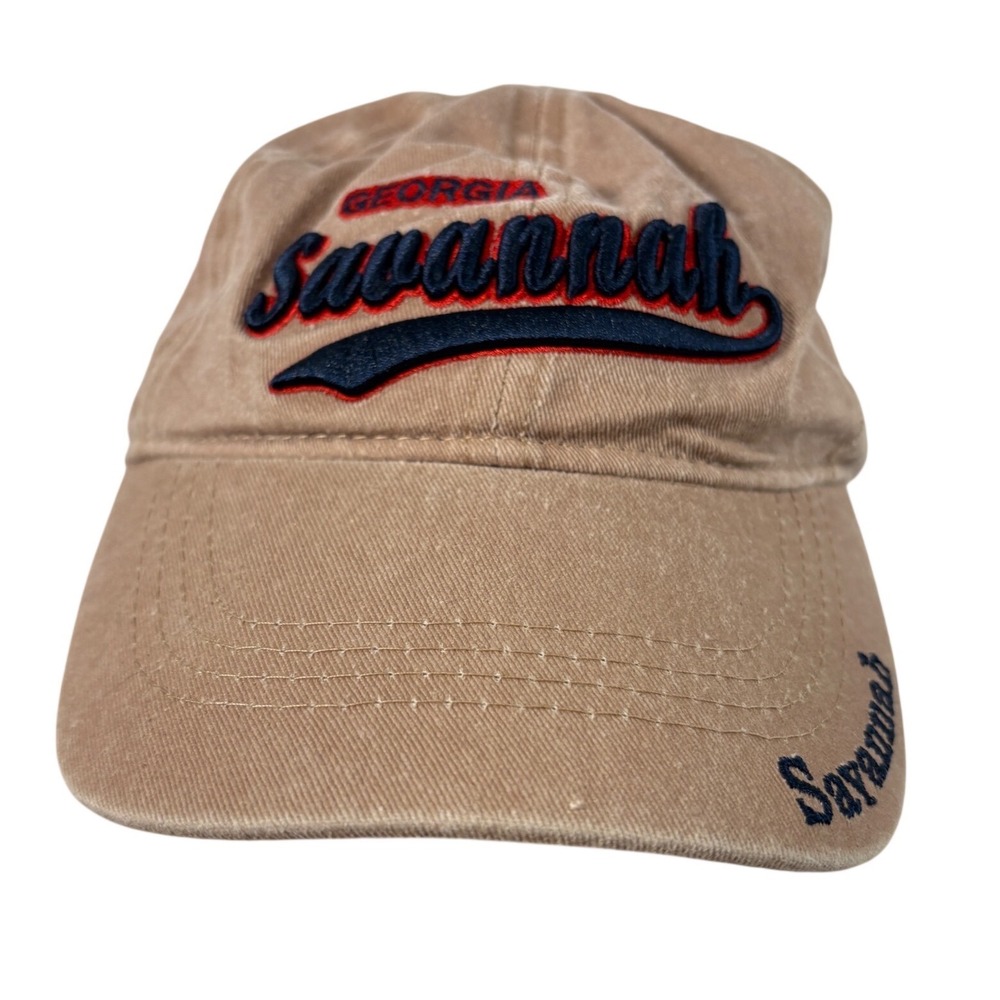 Lucky 7 USA Georgia‎ Savannah Baseball Cap Tan Khaki Embroidered Adjustable Hat